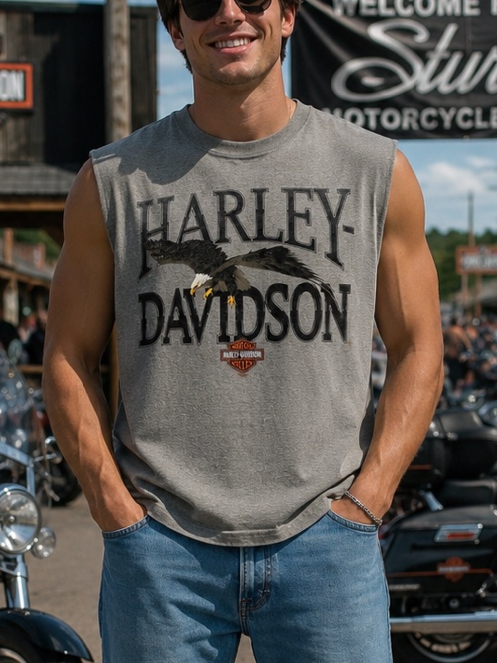 Harley-Davidson Sleeveless Tee U.S.A. Made